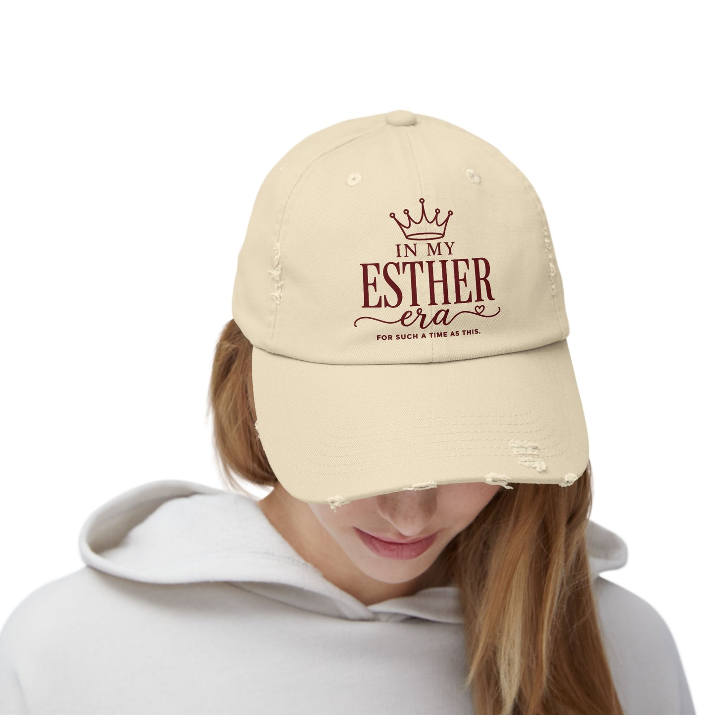 Distressed Cap — "In My Esther Era" Crown Script Hat